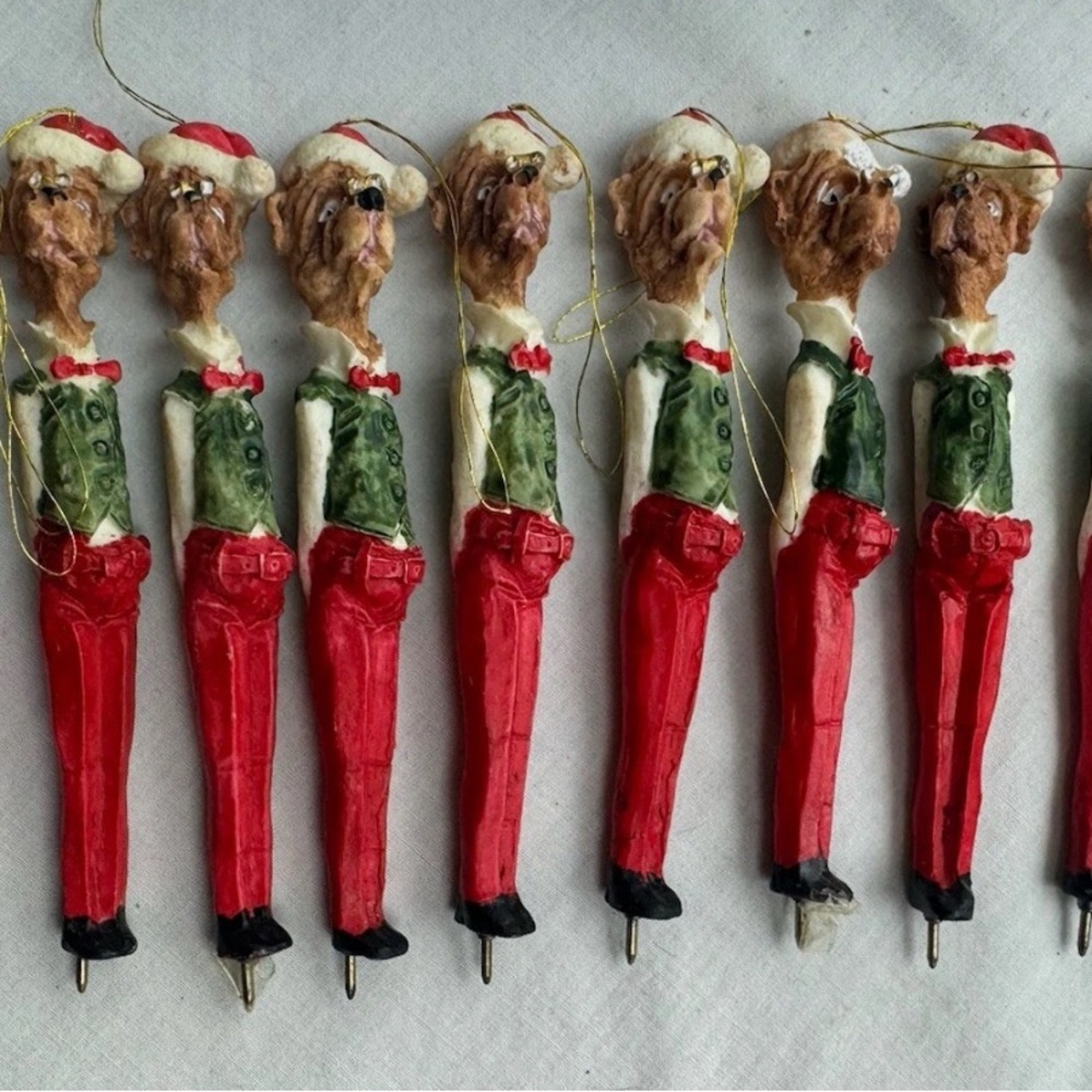 Vintage Distinguished Dog Gentleman Pencil Ornaments -SUPER UNIQUE-Set of 9
